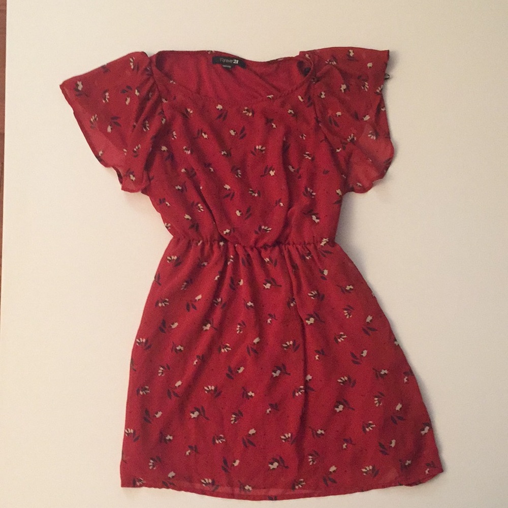Forever 21 Red Patterned Dress, S/P